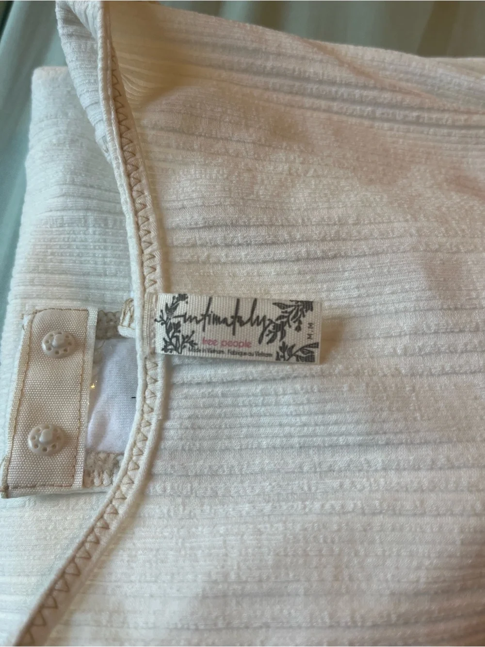 Free People Intimately FP Ribbed Tie Sleeve Bodysuit Ivory M NWT Boho Balletcore